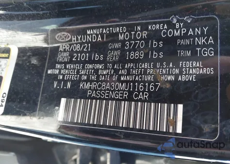 2021 Hyundai Venue Sel from USA, damaged, VIN KMHRC8A30MU116167